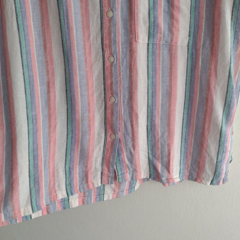 Orvis Womens Striped Button-Up Shirt M Pink Blue White Breathable Relaxed Top - Picture 5 of 9